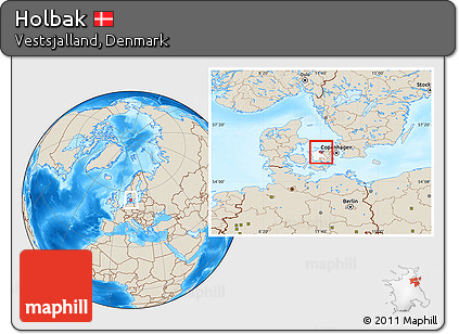Shaded Relief Location Map of Holbak, highlighted parent region