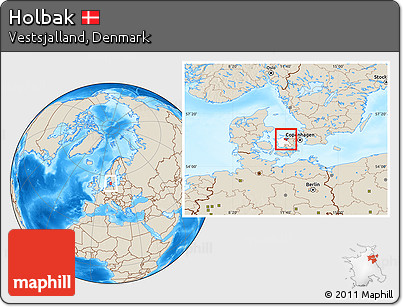 Shaded Relief Location Map of Holbak, highlighted parent region
