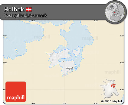 Classic Style Map of Holbak, single color outside