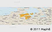 Political Panoramic Map of Holbak, shaded relief outside