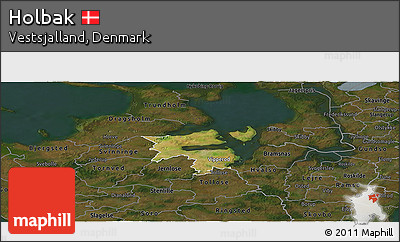 Satellite Panoramic Map of Holbak, darken