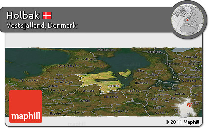 Satellite Panoramic Map of Holbak, darken