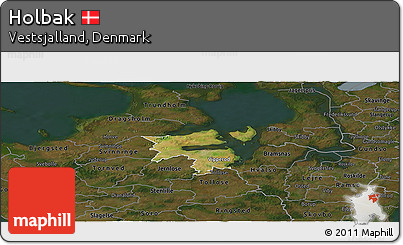 Satellite Panoramic Map of Holbak, darken