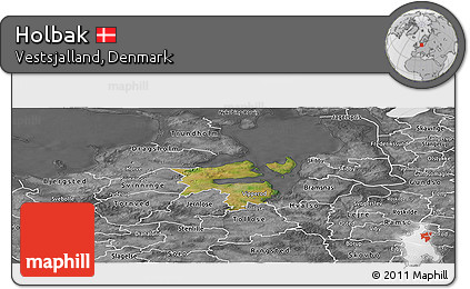 Satellite Panoramic Map of Holbak, desaturated