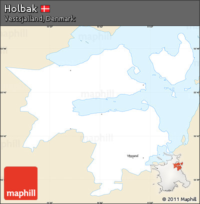 Classic Style Simple Map of Holbak, single color outside