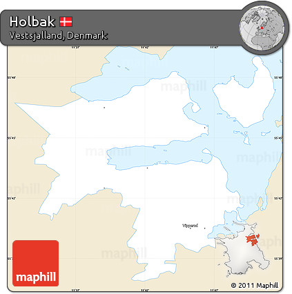 Classic Style Simple Map of Holbak, single color outside
