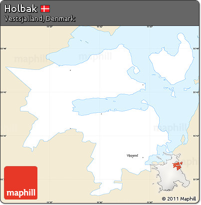 Classic Style Simple Map of Holbak, single color outside