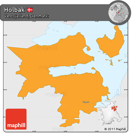 Political Simple Map of Holbak, single color outside