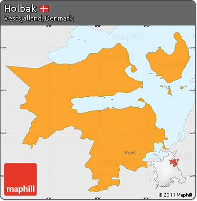 Political Simple Map of Holbak, single color outside
