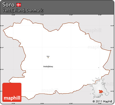 Classic Style Simple Map of Soro, cropped outside