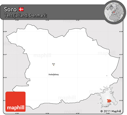 Silver Style Simple Map of Soro, cropped outside