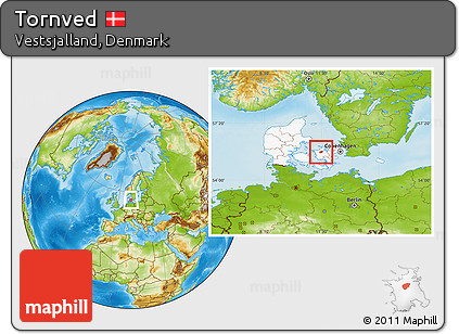 Physical Location Map of Tornved, highlighted country