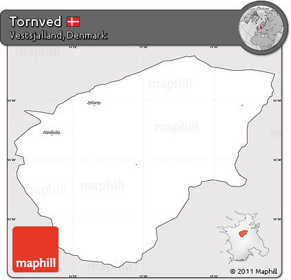 Silver Style Simple Map of Tornved, cropped outside