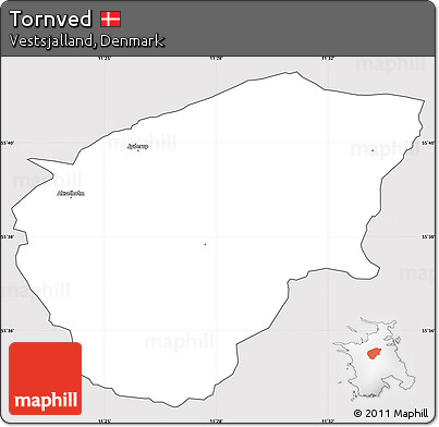 Silver Style Simple Map of Tornved, cropped outside