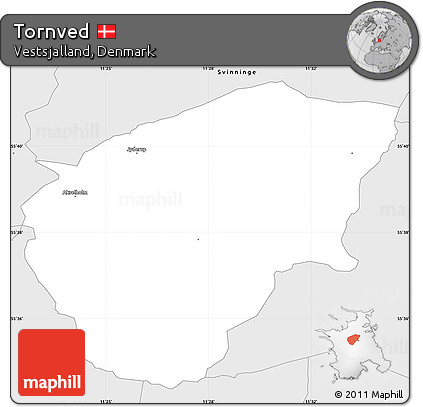 Silver Style Simple Map of Tornved