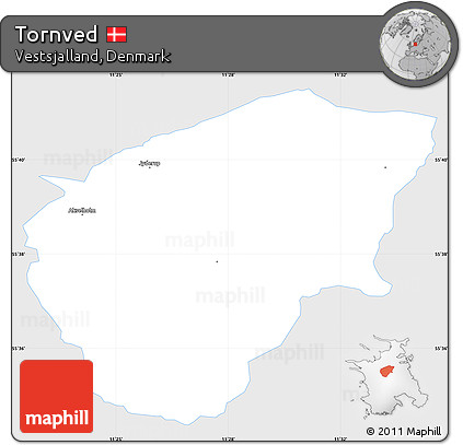 Silver Style Simple Map of Tornved, single color outside