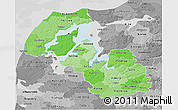 Political Shades 3D Map of Viborg, desaturated