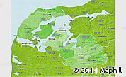 Political Shades 3D Map of Viborg, physical outside