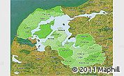 Political Shades 3D Map of Viborg, satellite outside