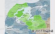 Political Shades 3D Map of Viborg, semi-desaturated