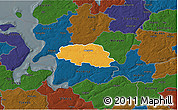 Political 3D Map of Aalestrup, darken
