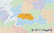 Political 3D Map of Aalestrup, lighten