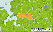 Political 3D Map of Aalestrup, physical outside