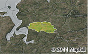 Satellite 3D Map of Aalestrup, darken, semi-desaturated