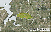 Satellite 3D Map of Aalestrup, semi-desaturated