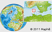 Physical Location Map of Aalestrup, highlighted country, within the entire country