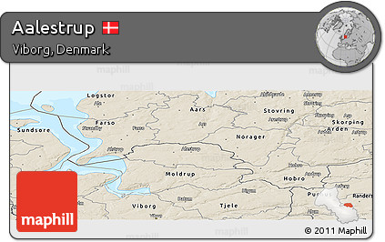Shaded Relief Panoramic Map of Aalestrup