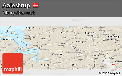 Shaded Relief Panoramic Map of Aalestrup