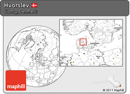 Blank Location Map of Hvorslev, highlighted parent region, within the entire country