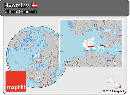 Gray Location Map of Hvorslev, highlighted country