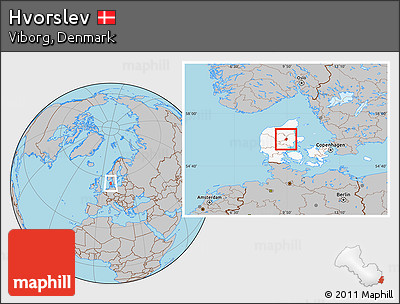 Gray Location Map of Hvorslev, highlighted country