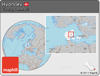 Gray Location Map of Hvorslev, highlighted country
