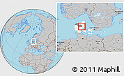 Gray Location Map of Hvorslev, highlighted country, highlighted parent region, within the entire country