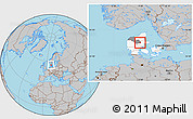 Gray Location Map of Hvorslev, highlighted country, highlighted parent region
