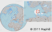 Gray Location Map of Hvorslev, highlighted country, hill shading