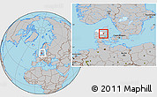 Gray Location Map of Hvorslev, highlighted parent region, within the entire country