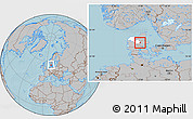 Gray Location Map of Hvorslev, highlighted parent region, hill shading