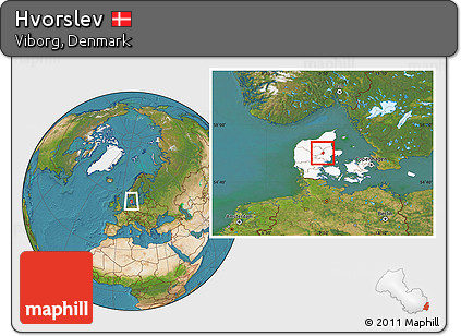 Satellite Location Map of Hvorslev, highlighted country
