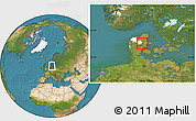 Satellite Location Map of Hvorslev, highlighted parent region