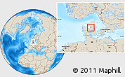 Shaded Relief Location Map of Hvorslev, highlighted parent region