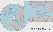 Gray Location Map of Kjellerup, hill shading