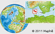 Physical Location Map of Viborg, highlighted country, within the entire country