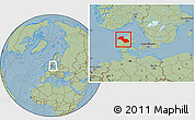 Savanna Style Location Map of Viborg, within the entire country, hill shading