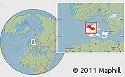 Savanna Style Location Map of Viborg, highlighted country, hill shading