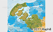 Satellite Map of Viborg, political shades outside