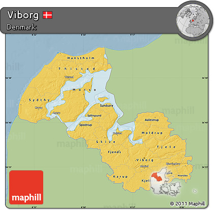Savanna Style Map of Viborg, single color outside